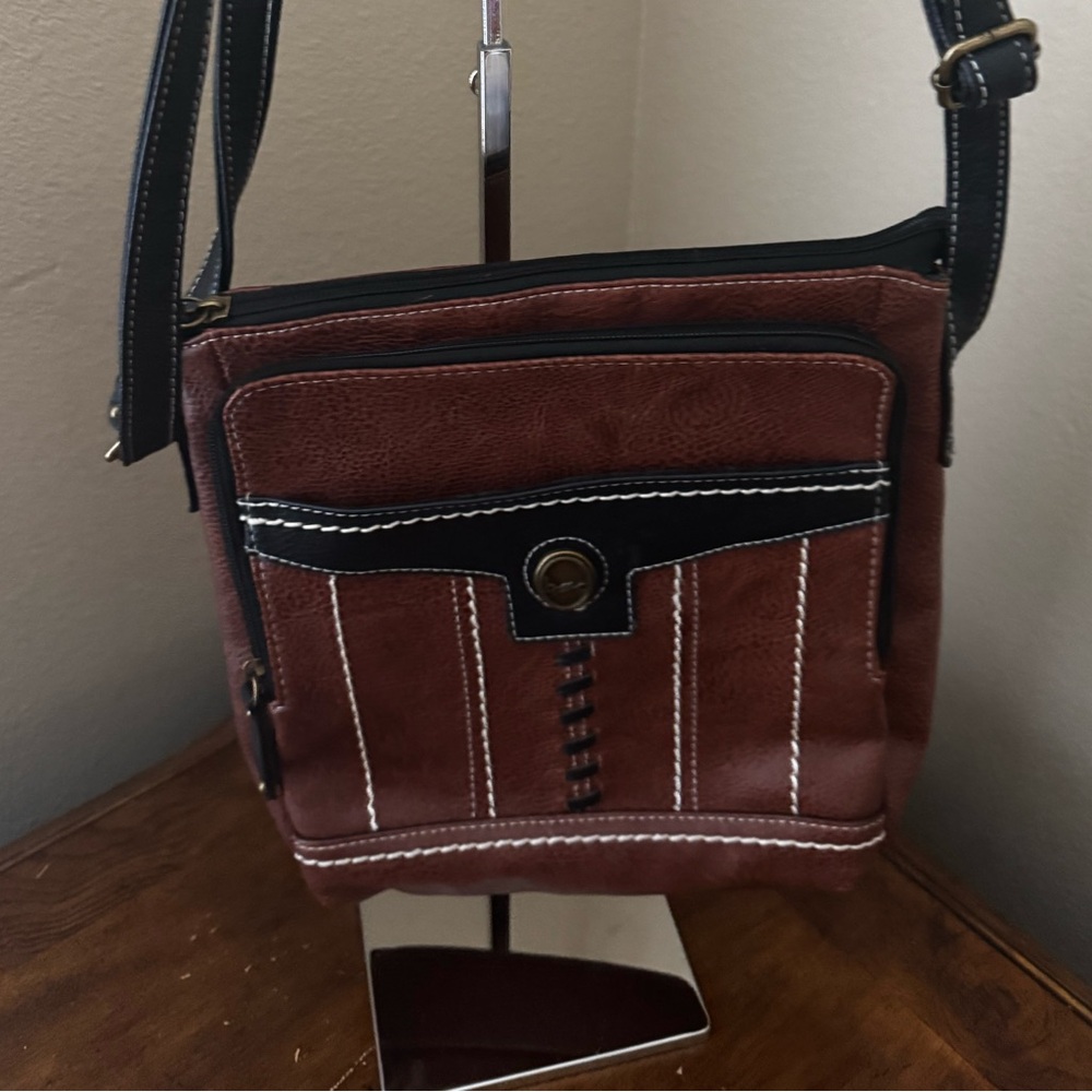 BOC Brown and Black Crossbody Bag with Two Sections NWOT